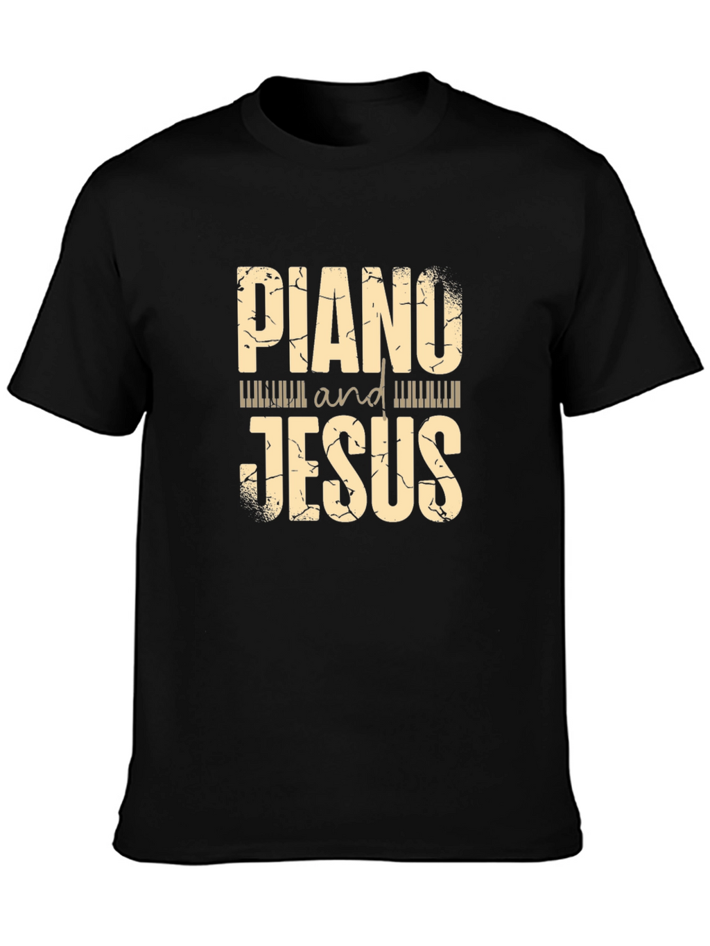 Piano and Jesus Graphic Tee Black