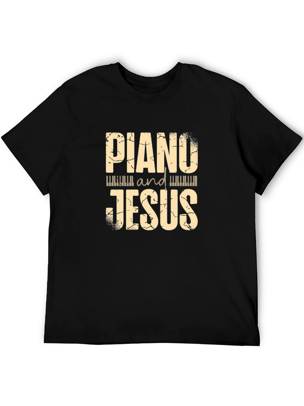 Piano and Jesus Graphic Tee Black