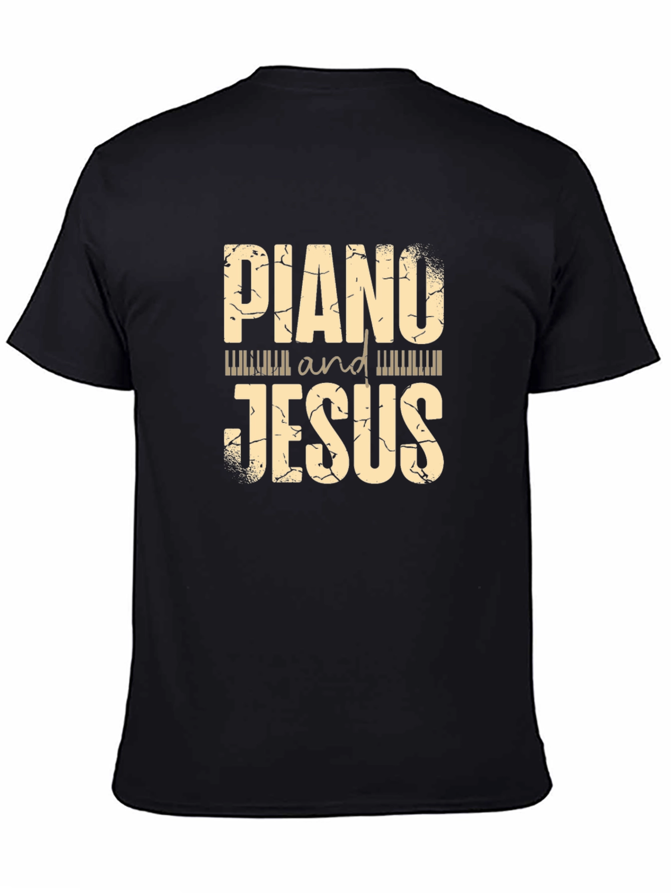 Piano and Jesus Graphic Tee Black