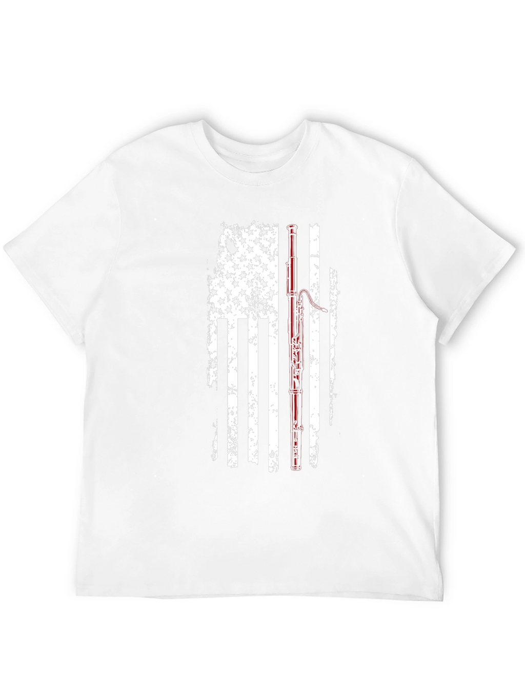 Distressed American Flag Fishing Rod Graphic T-Shirt