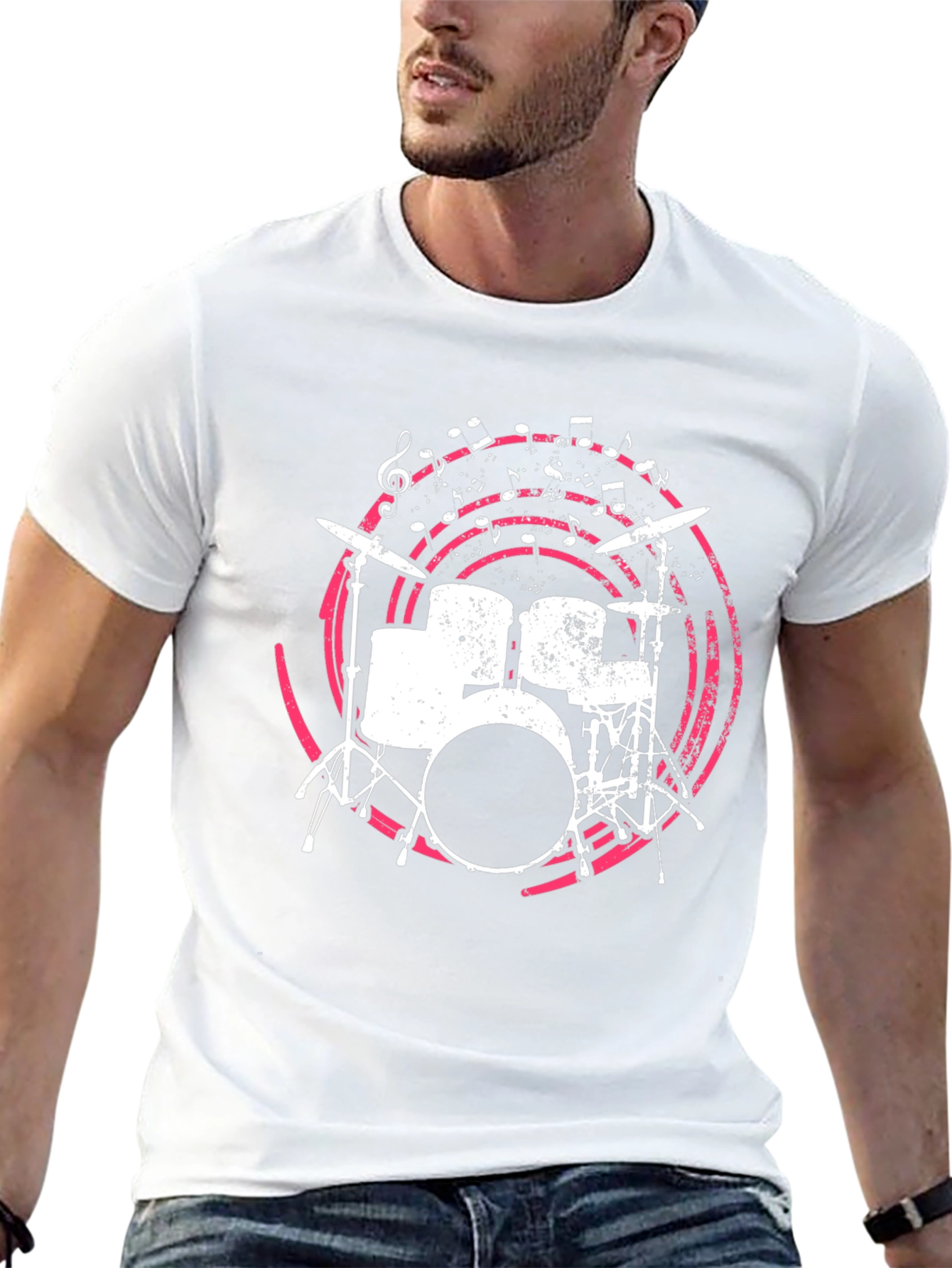 Drum Set Graphic Tee - Music Lovers Shirt