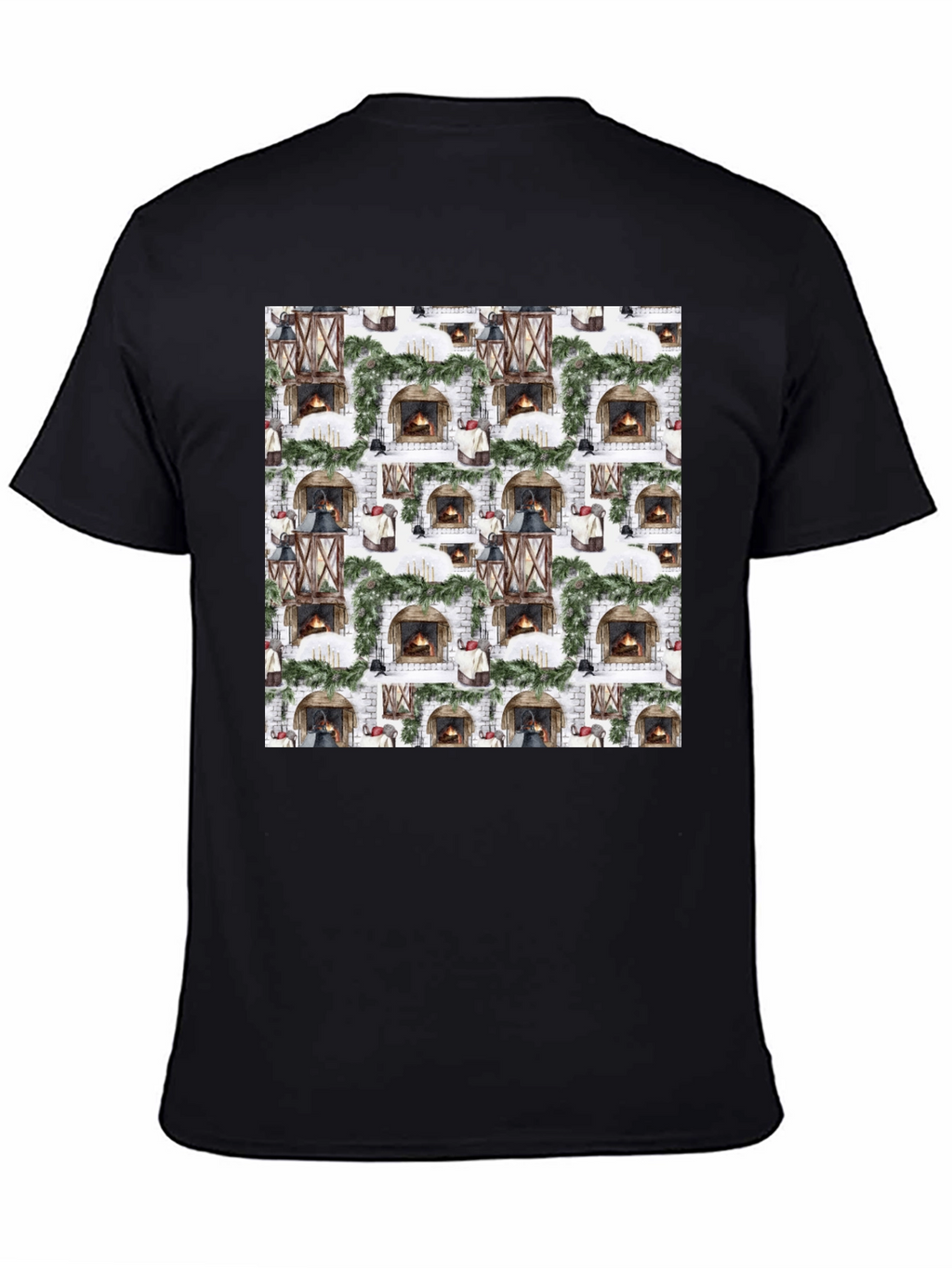 Festive Fireplace Pattern Tee