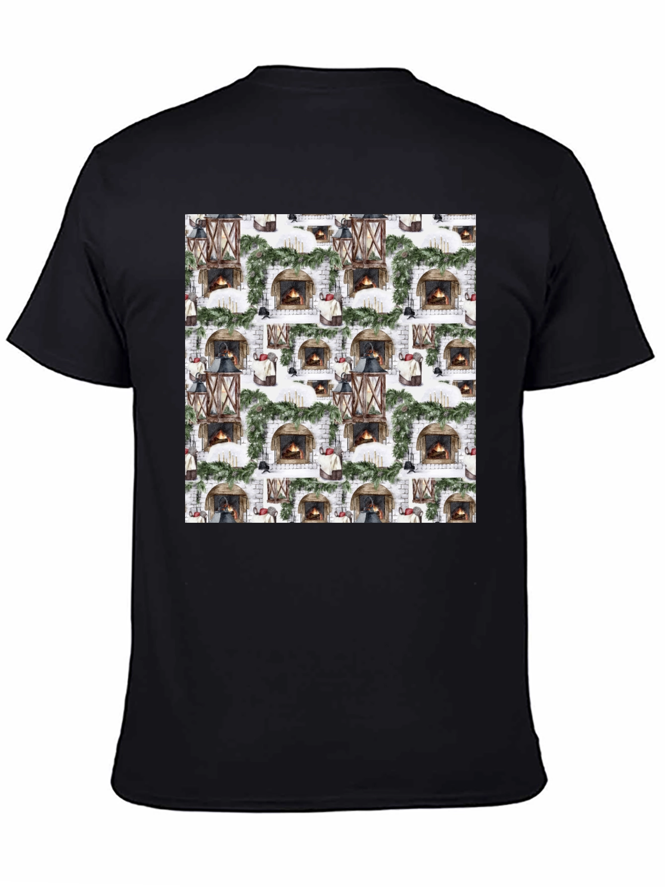 Festive Fireplace Pattern Tee