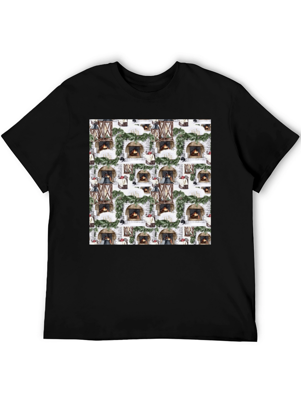 Festive Fireplace Pattern Tee