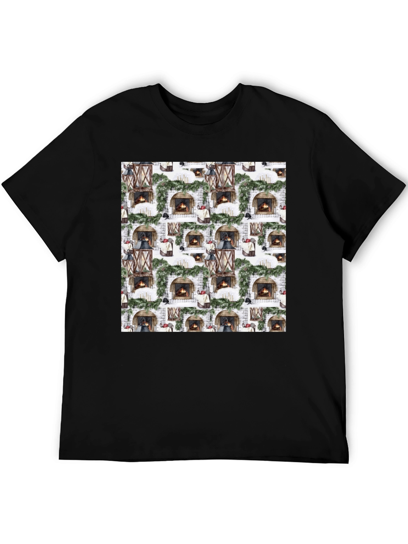 Festive Fireplace Pattern Tee