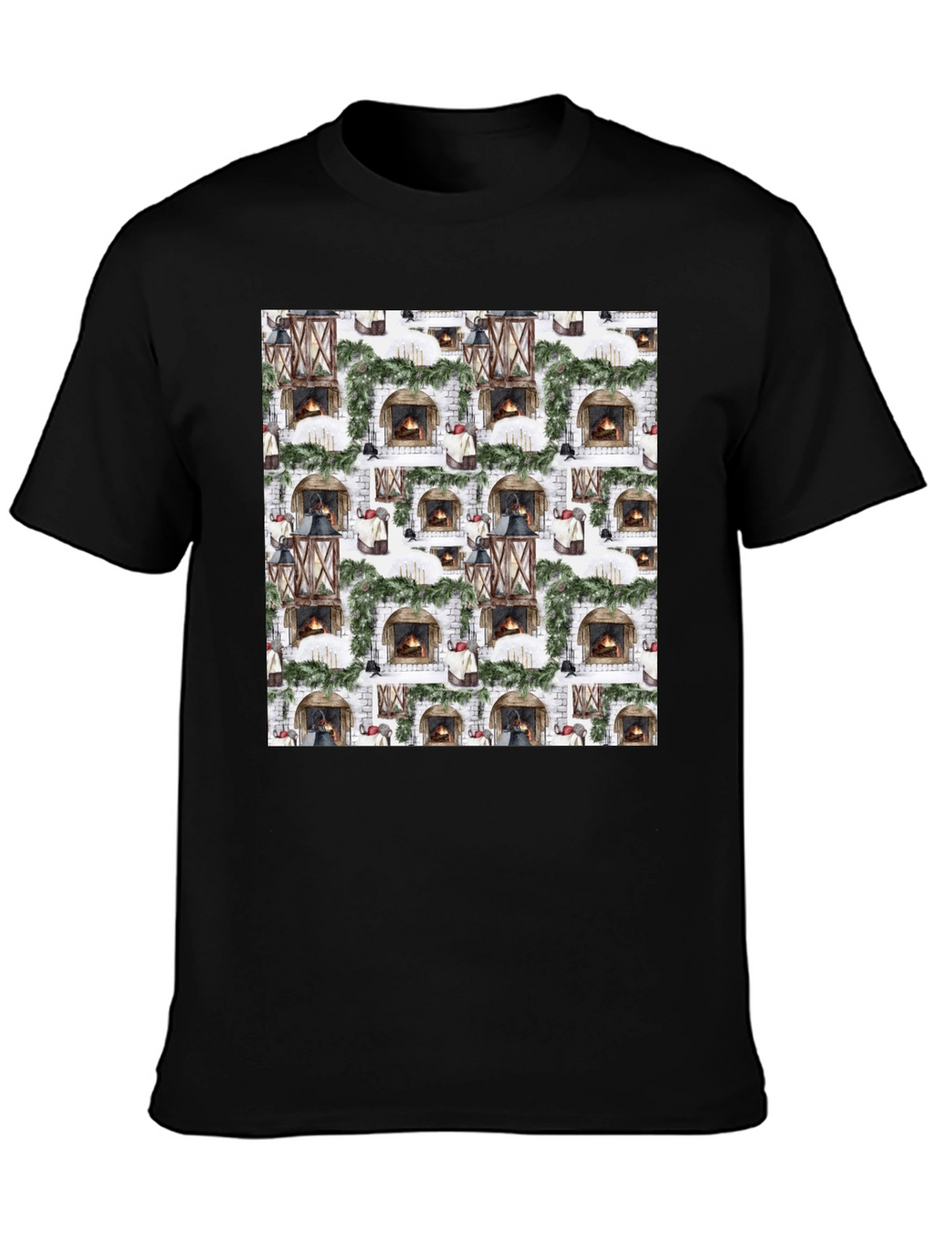 Festive Fireplace Pattern Tee