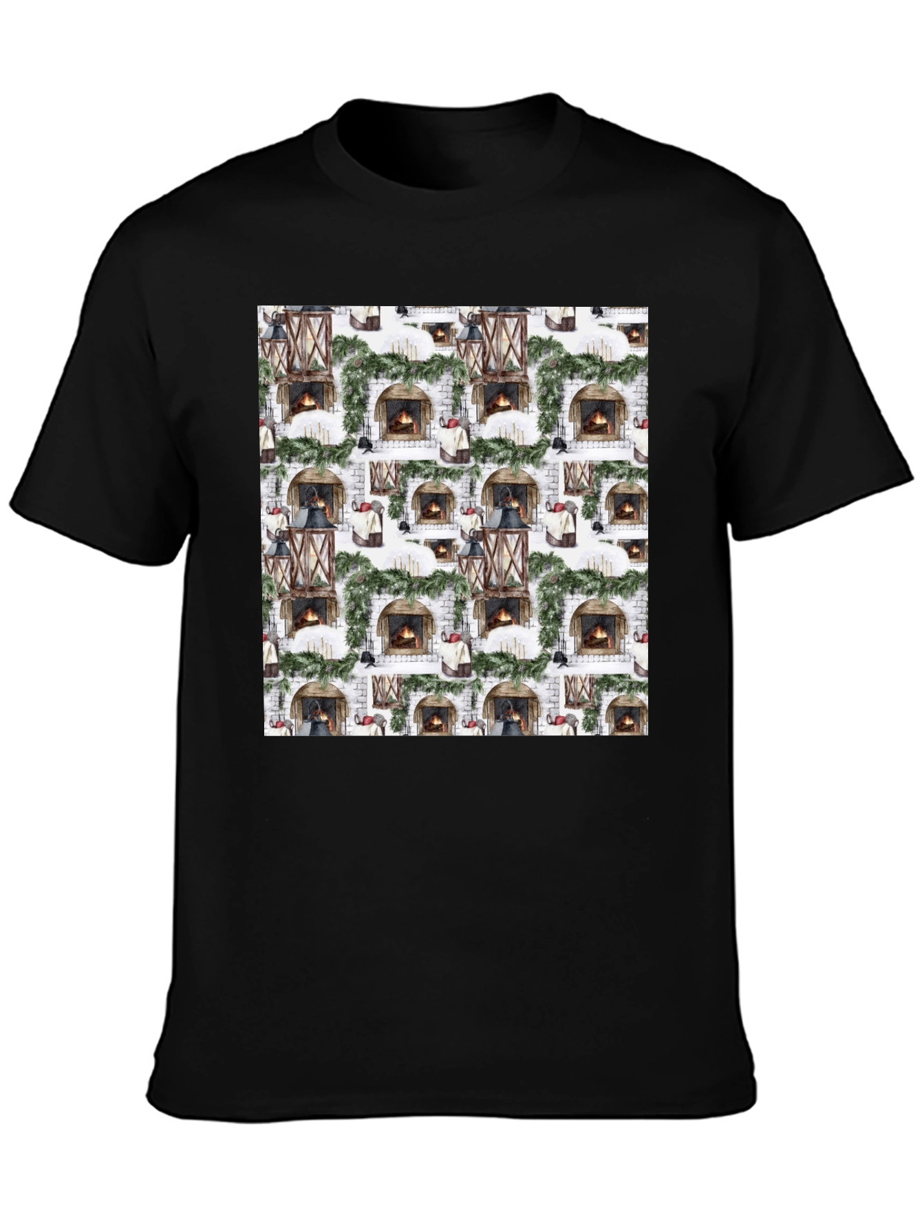 Festive Fireplace Pattern Tee
