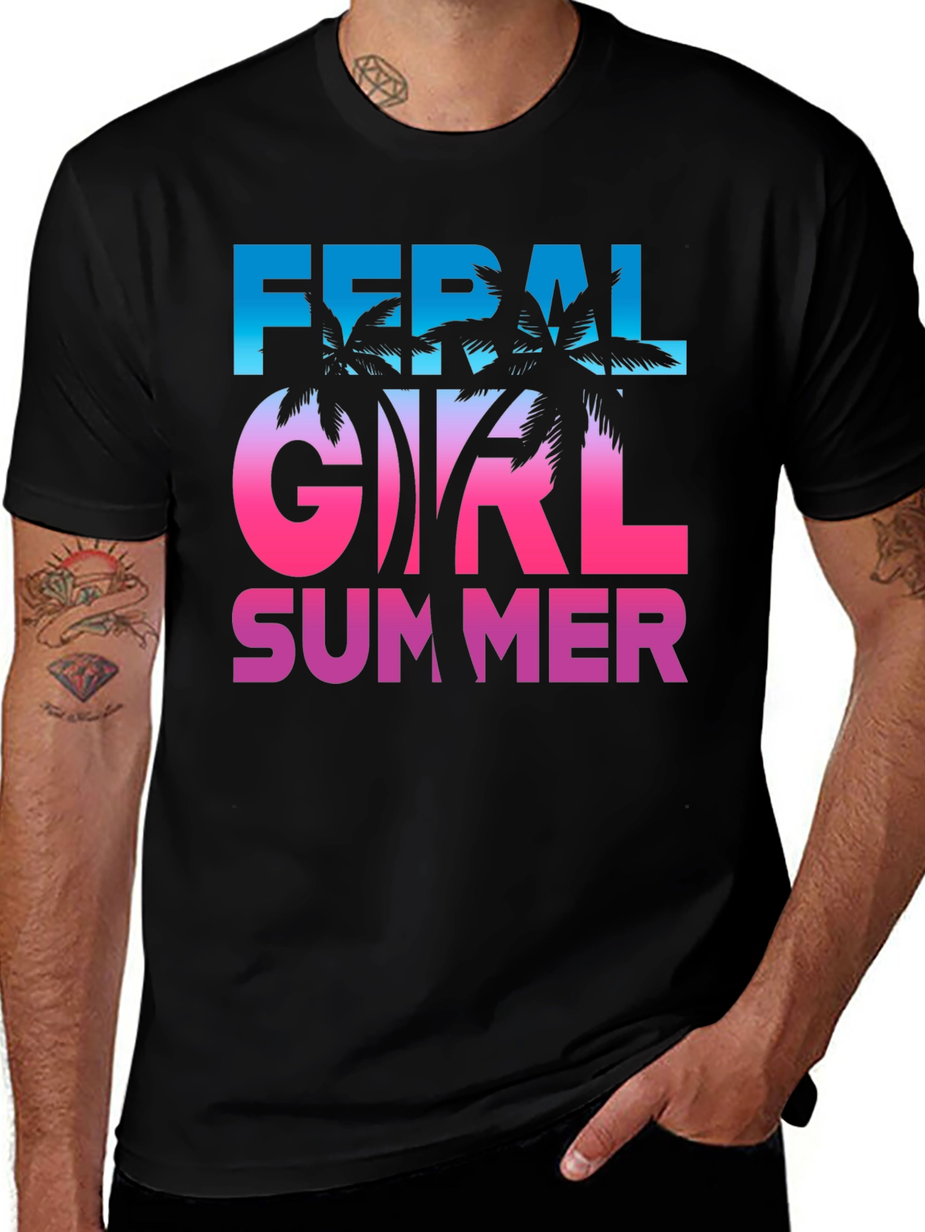 Feral Girl Summer Graphic Tee - Black Unisex T-Shirt