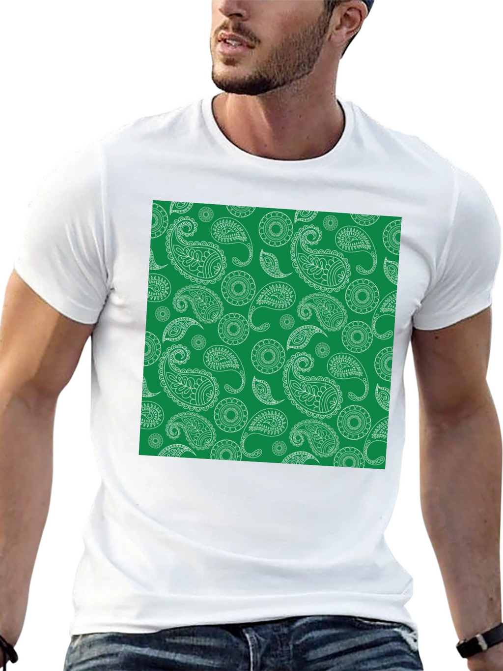 Paisley Pattern Tee - Stylish Black T-Shirt