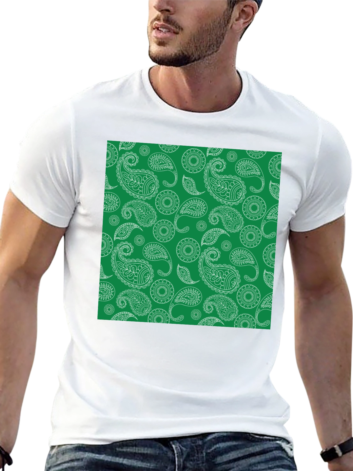 Paisley Pattern Tee - Stylish Black T-Shirt