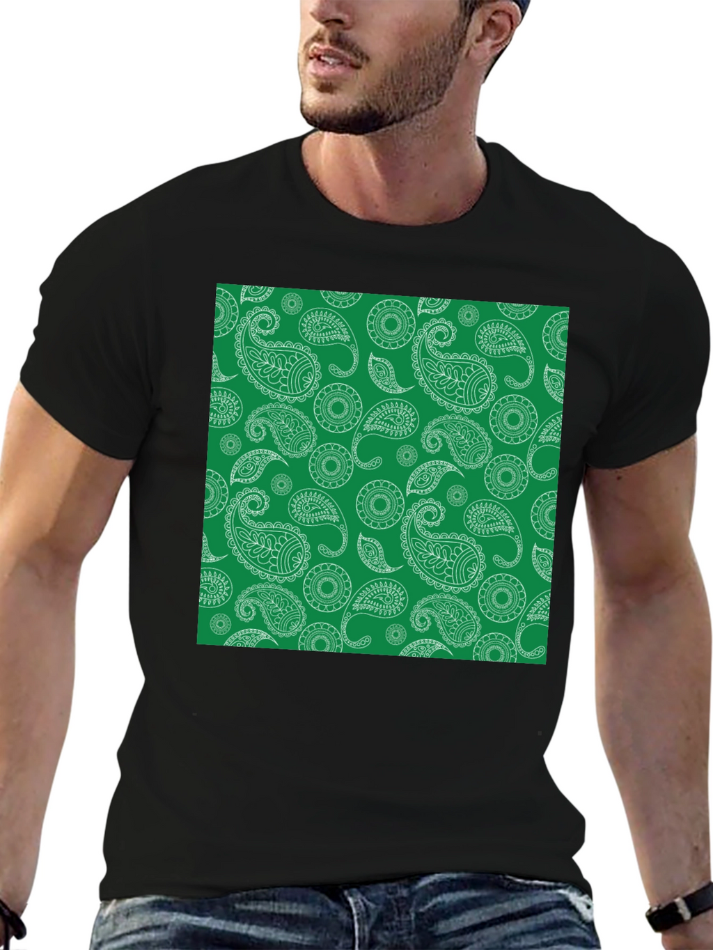 Paisley Pattern Tee - Stylish Black T-Shirt