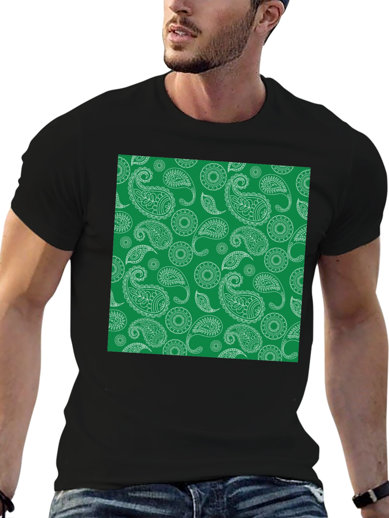 Paisley Pattern Tee - Stylish Black T-Shirt