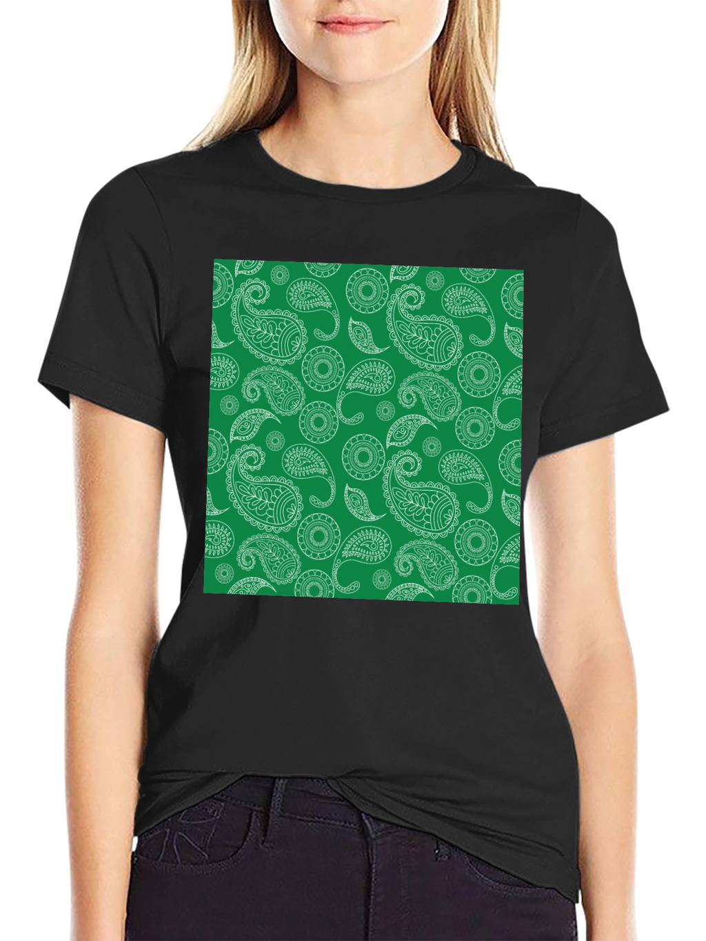 Paisley Pattern Tee - Stylish Black T-Shirt