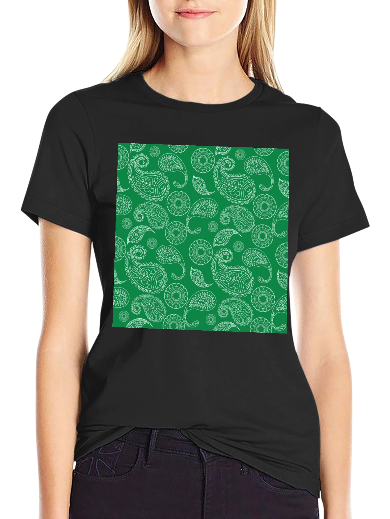 Paisley Pattern Tee - Stylish Black T-Shirt