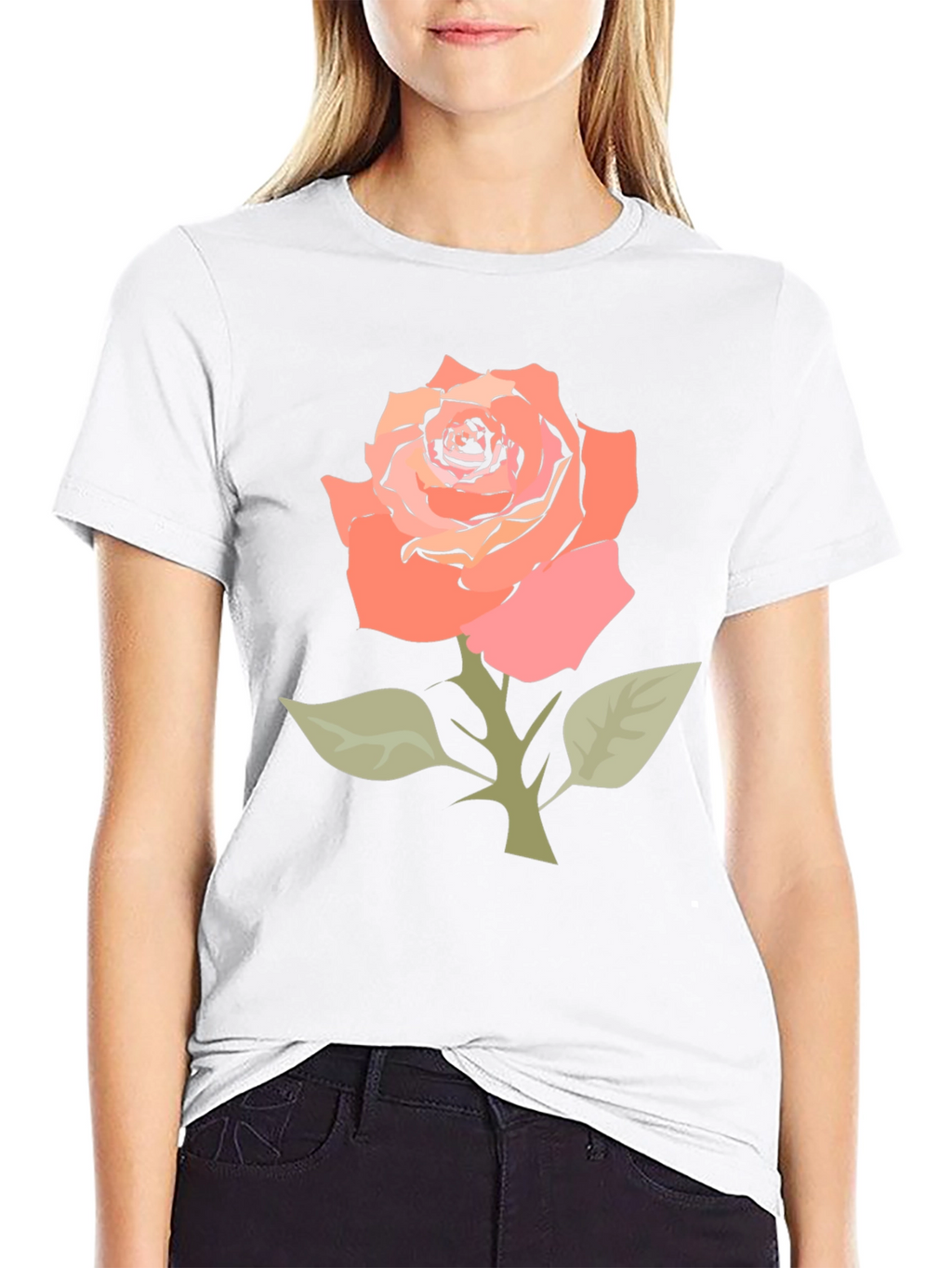 Black Rose Graphic Tee - Stylish Floral T-Shirt