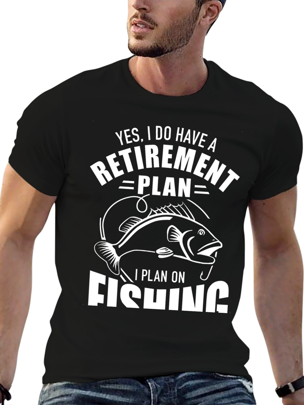 Retirement Plan Fishing Black T-Shirt