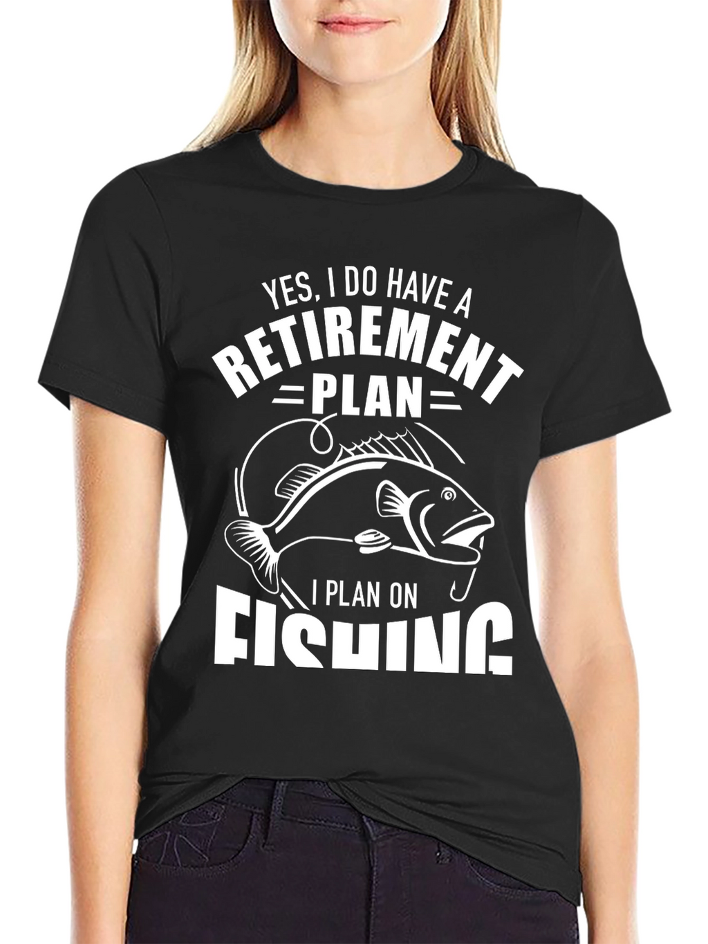 Retirement Plan Fishing Black T-Shirt