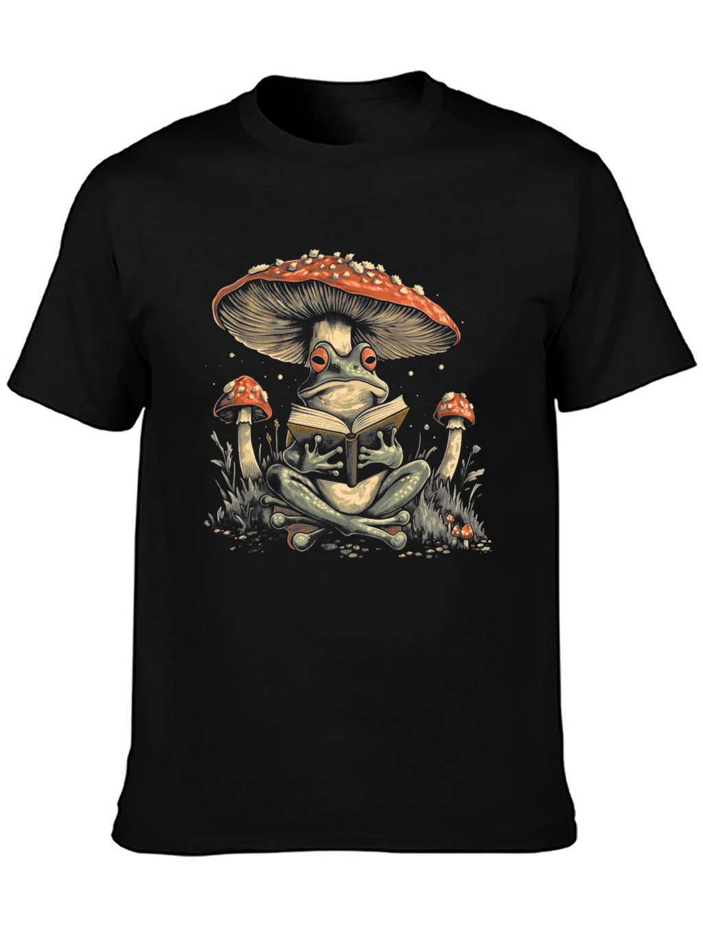 Frog Reading Under Mushroom Tee