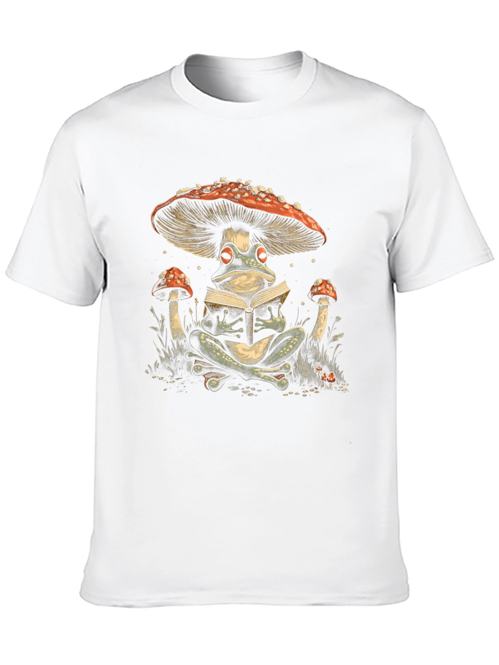 Frog Reading Under Mushroom Tee