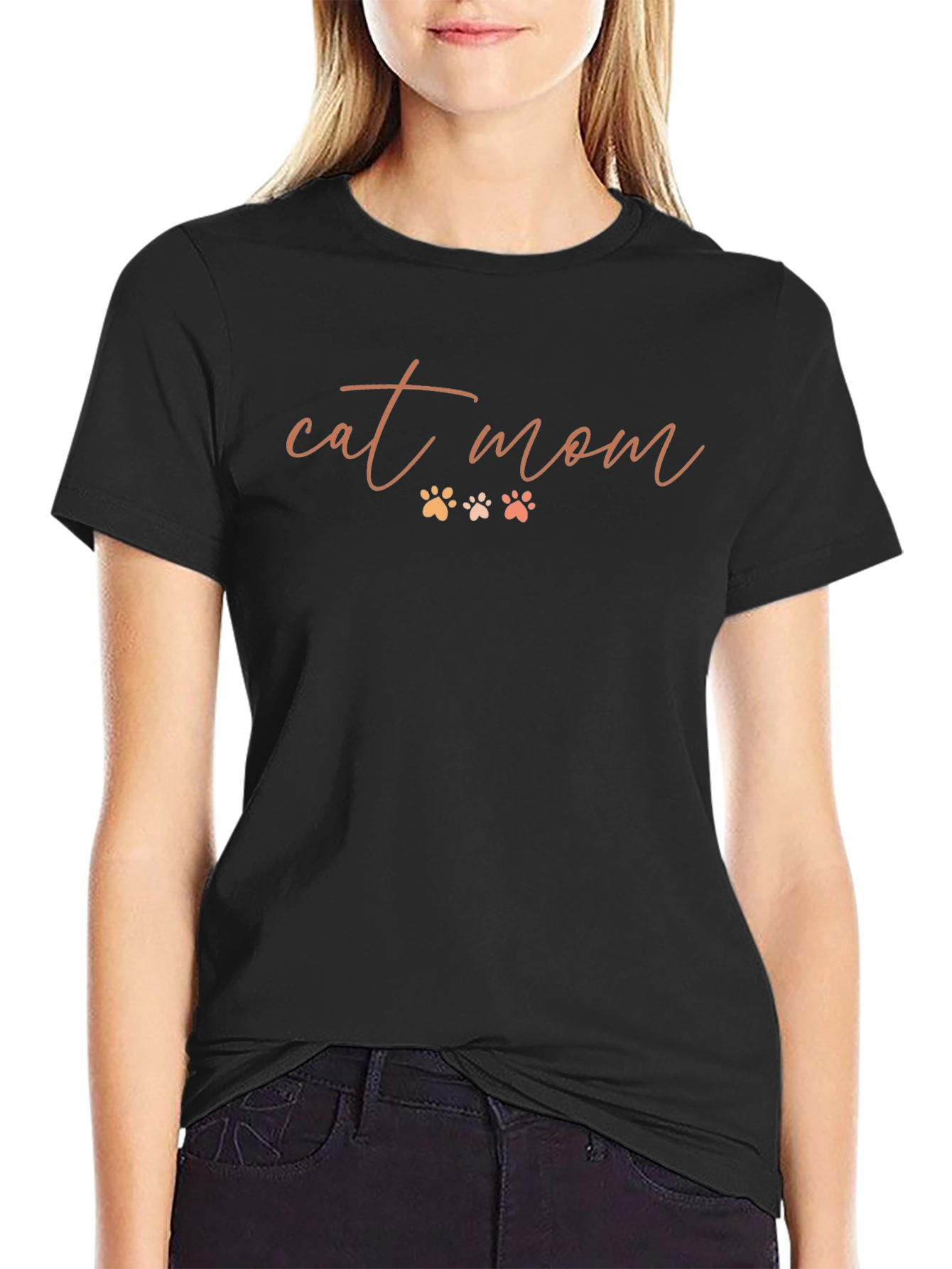 Cat Mom T-Shirt - Cute Paw Print Design