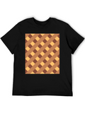 Brown Checkered Pattern Black Tee