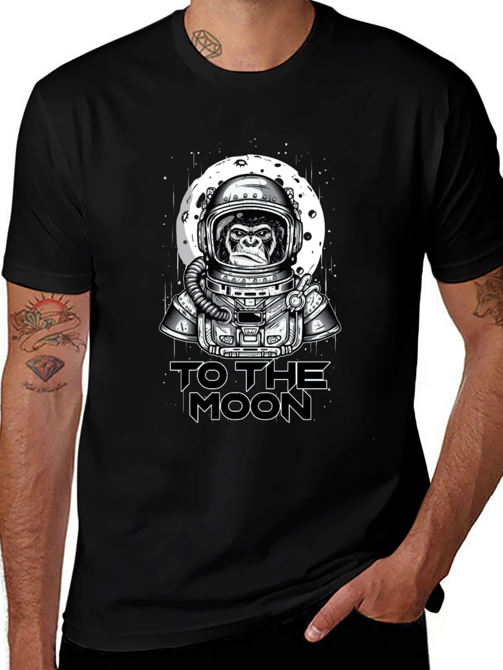 Ape Astronaut To The Moon Black T-Shirt