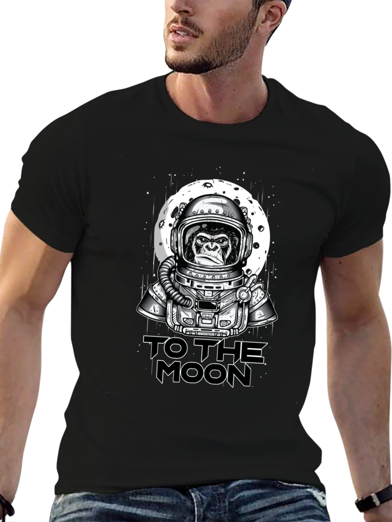 Ape Astronaut To The Moon Black T-Shirt