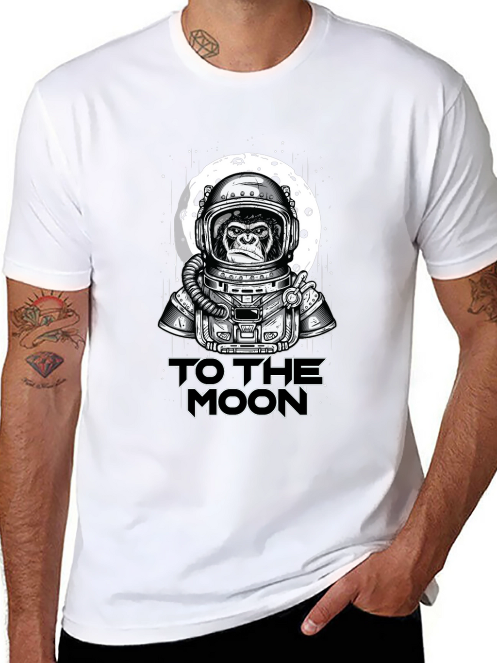 Ape Astronaut To The Moon Black T-Shirt