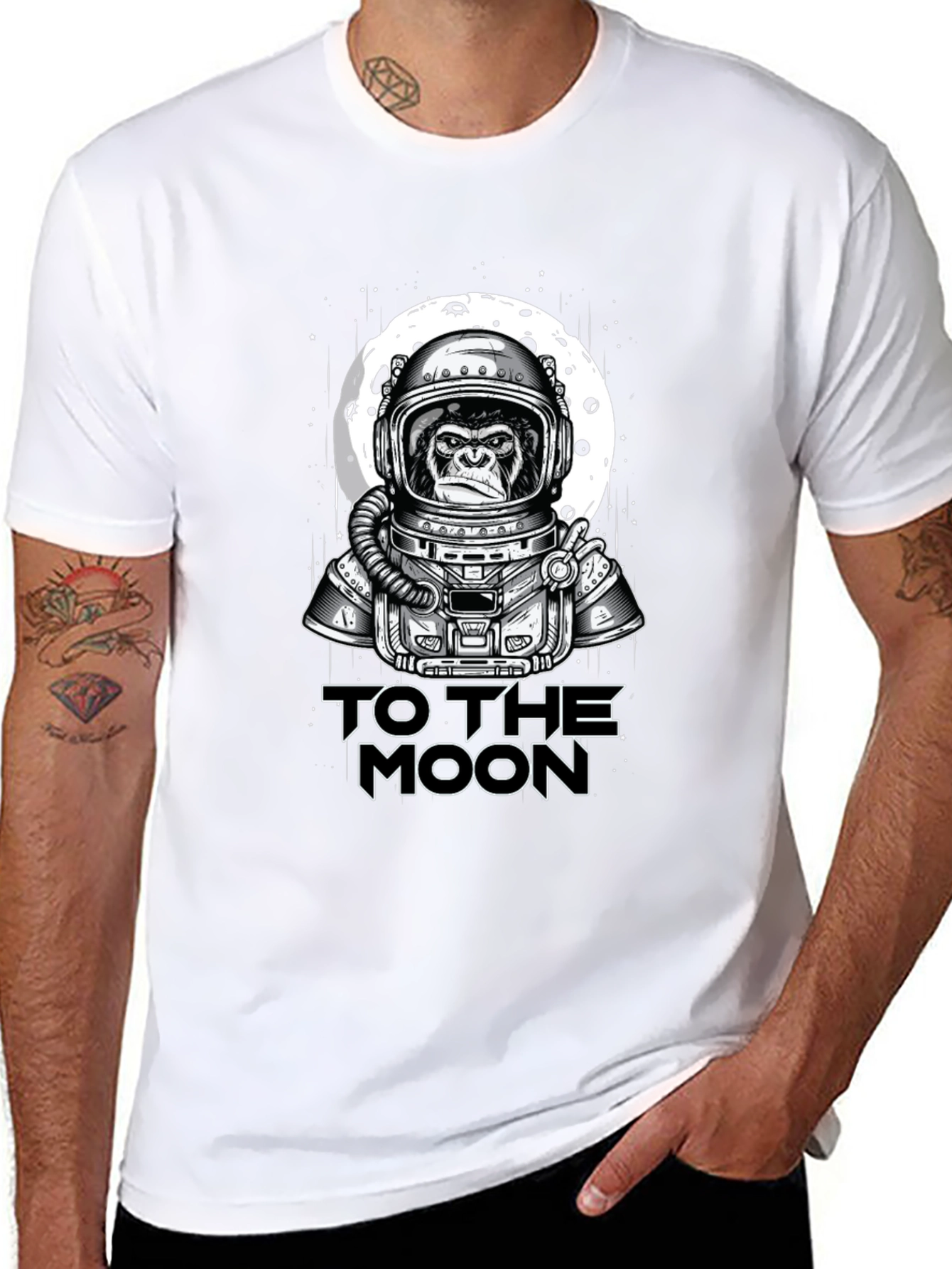 Ape Astronaut To The Moon Black T-Shirt