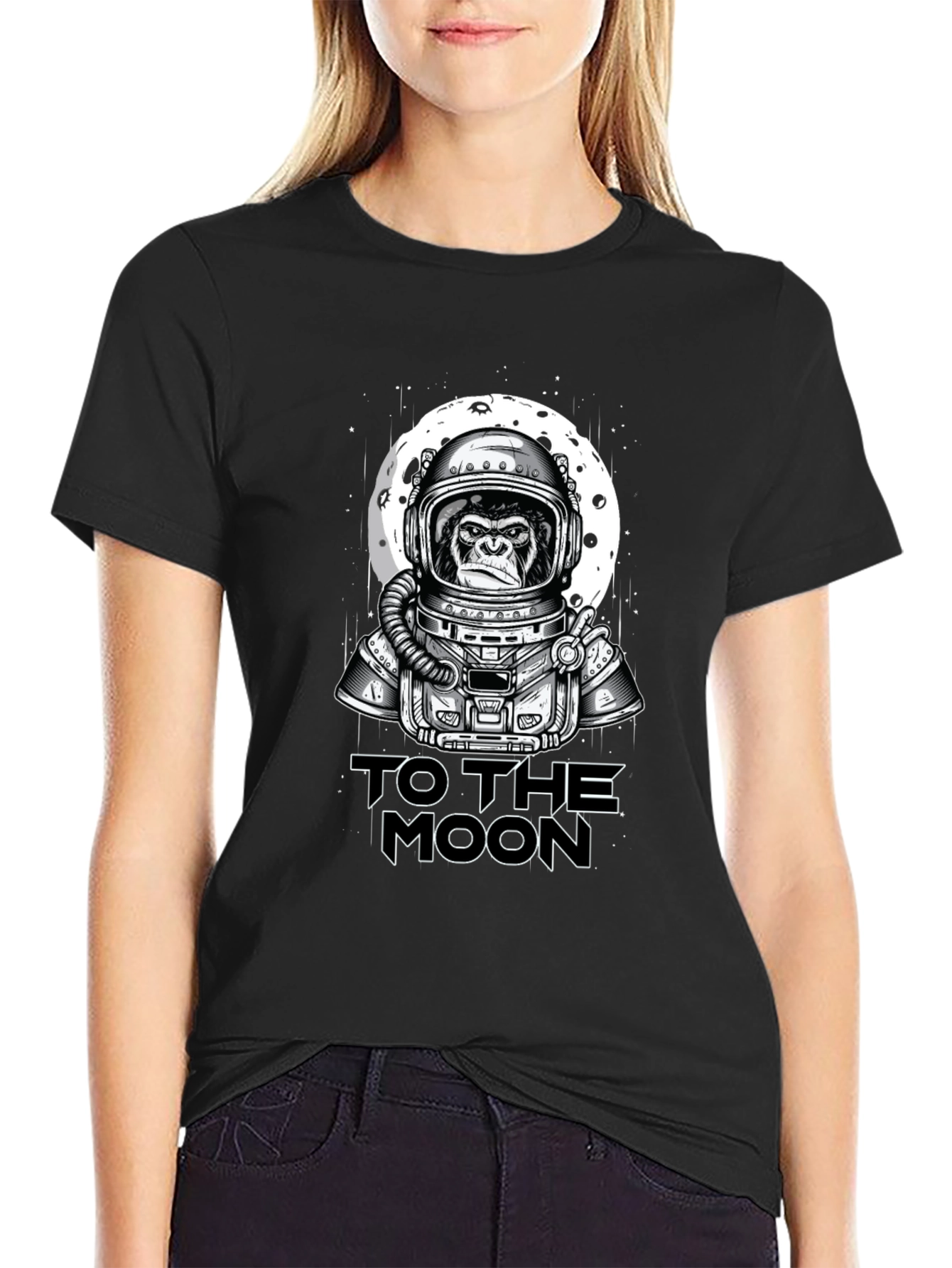 Ape Astronaut To The Moon Black T-Shirt