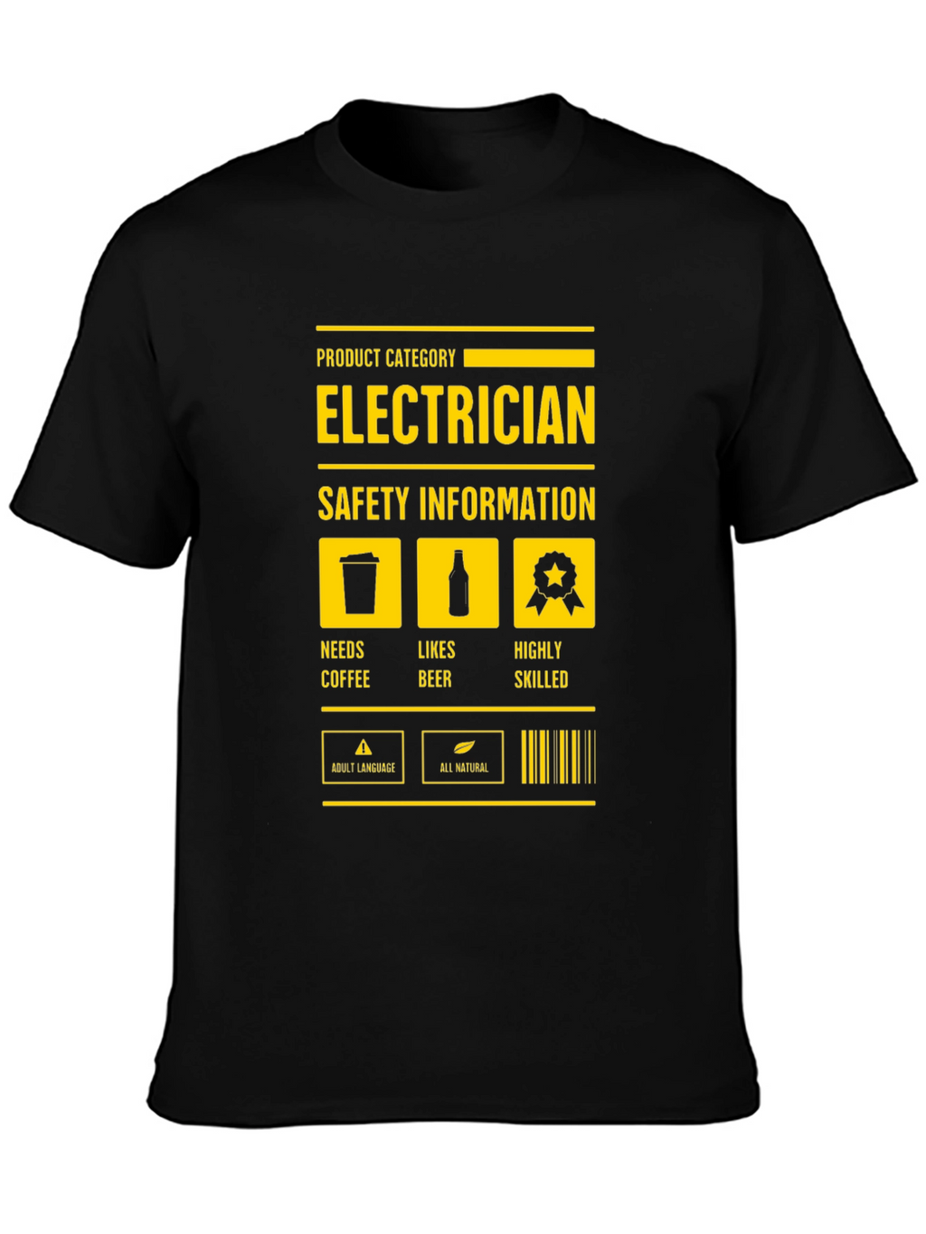 Electrician Safety Information Black T-Shirt