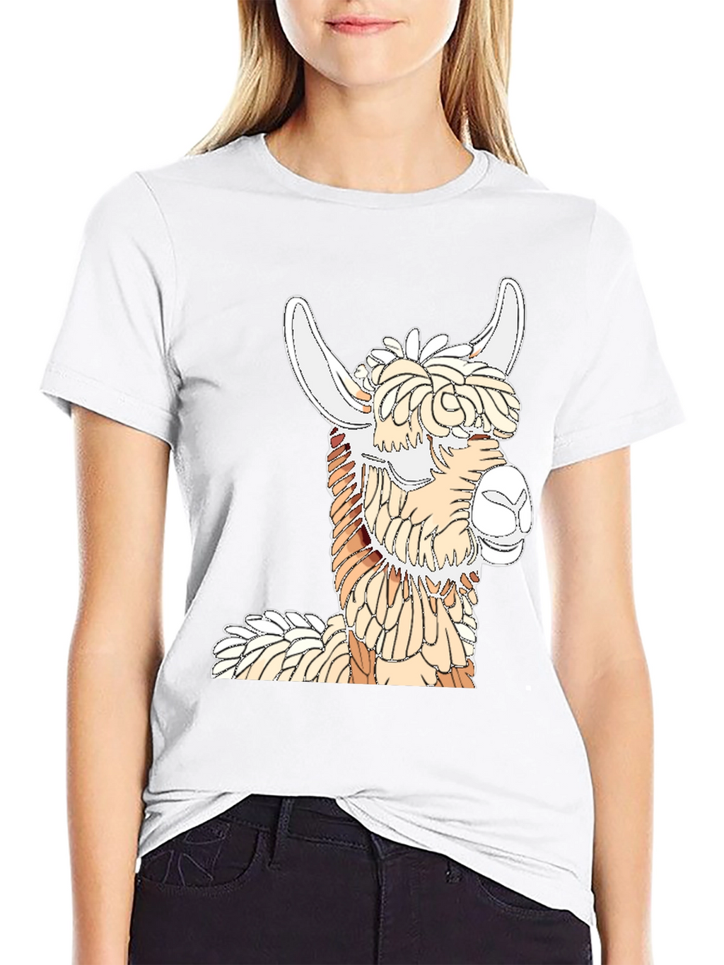Llama Graphic Tee - Stylish Black Cotton T-Shirt