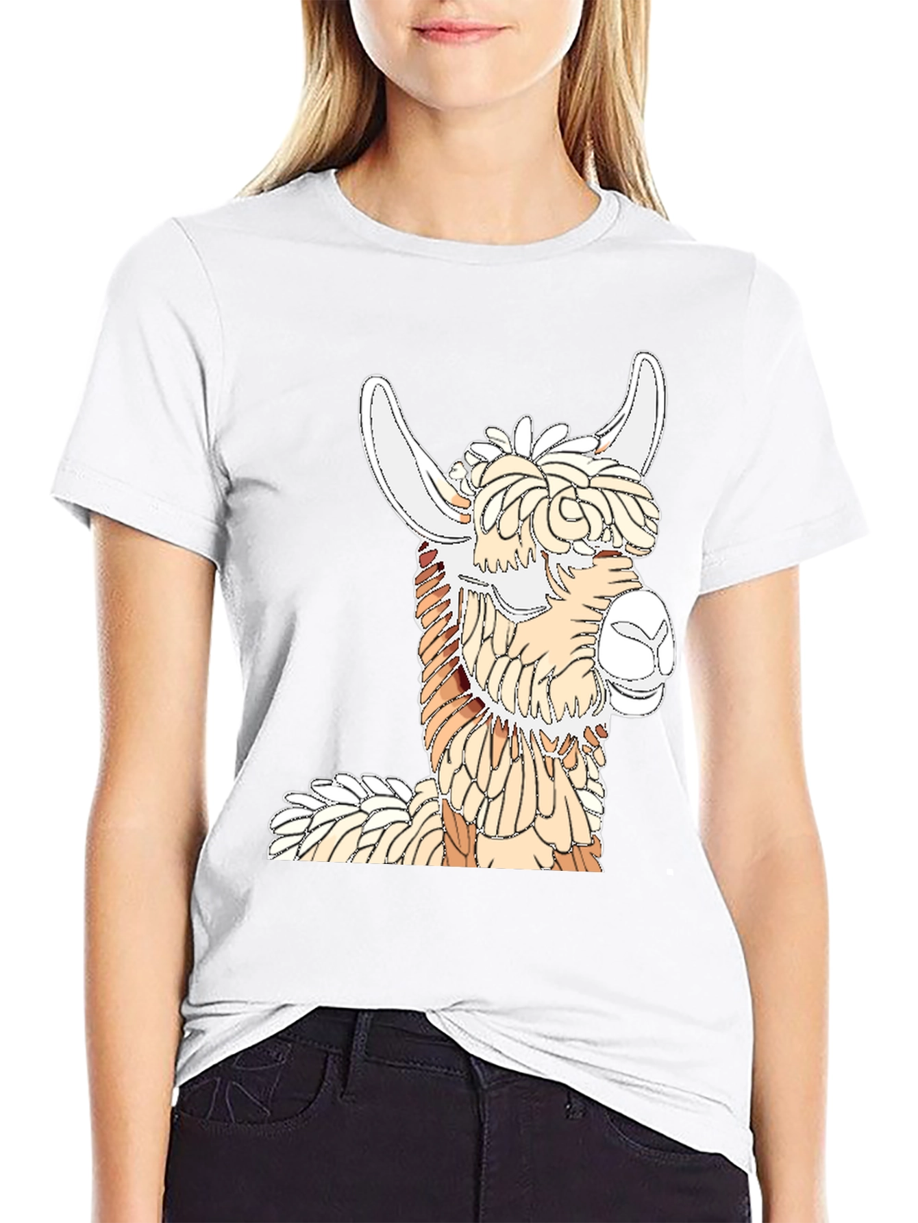 Llama Graphic Tee - Stylish Black Cotton T-Shirt