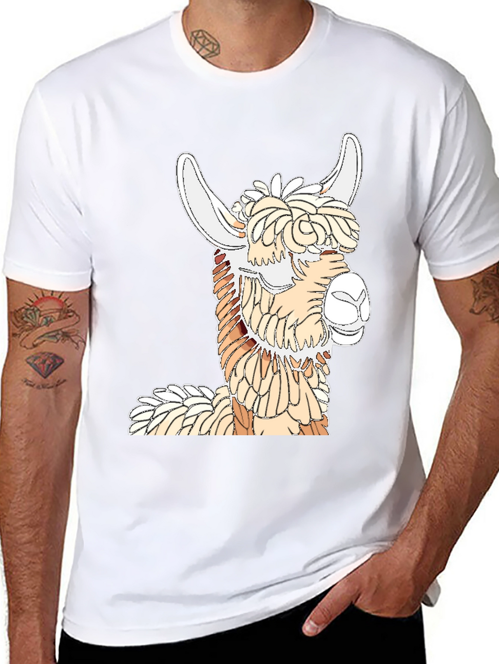Llama Graphic Tee - Stylish Black Cotton T-Shirt