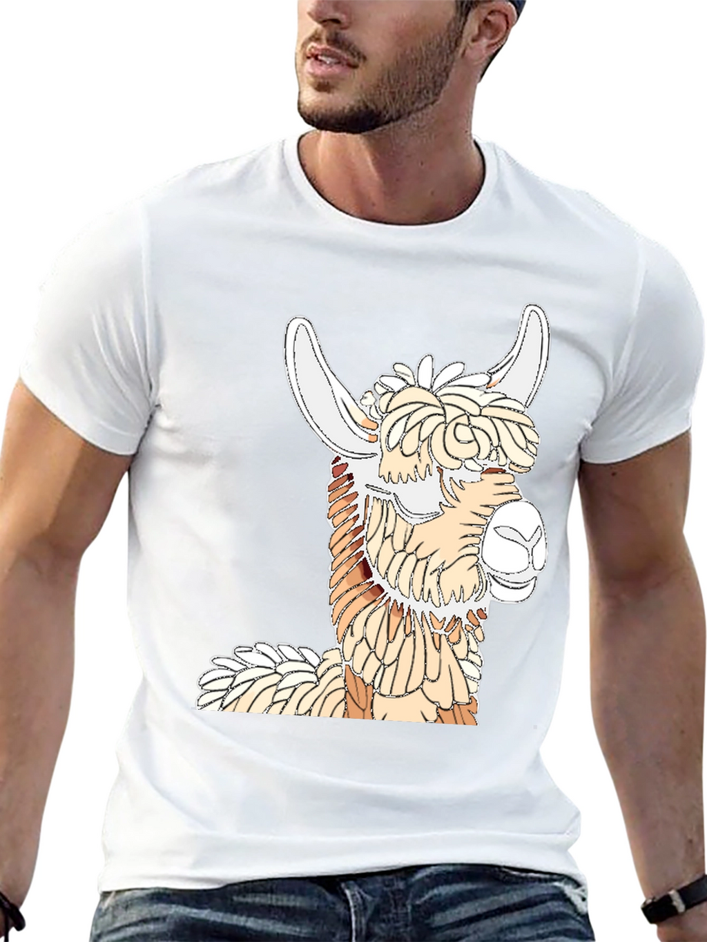 Llama Graphic Tee - Stylish Black Cotton T-Shirt
