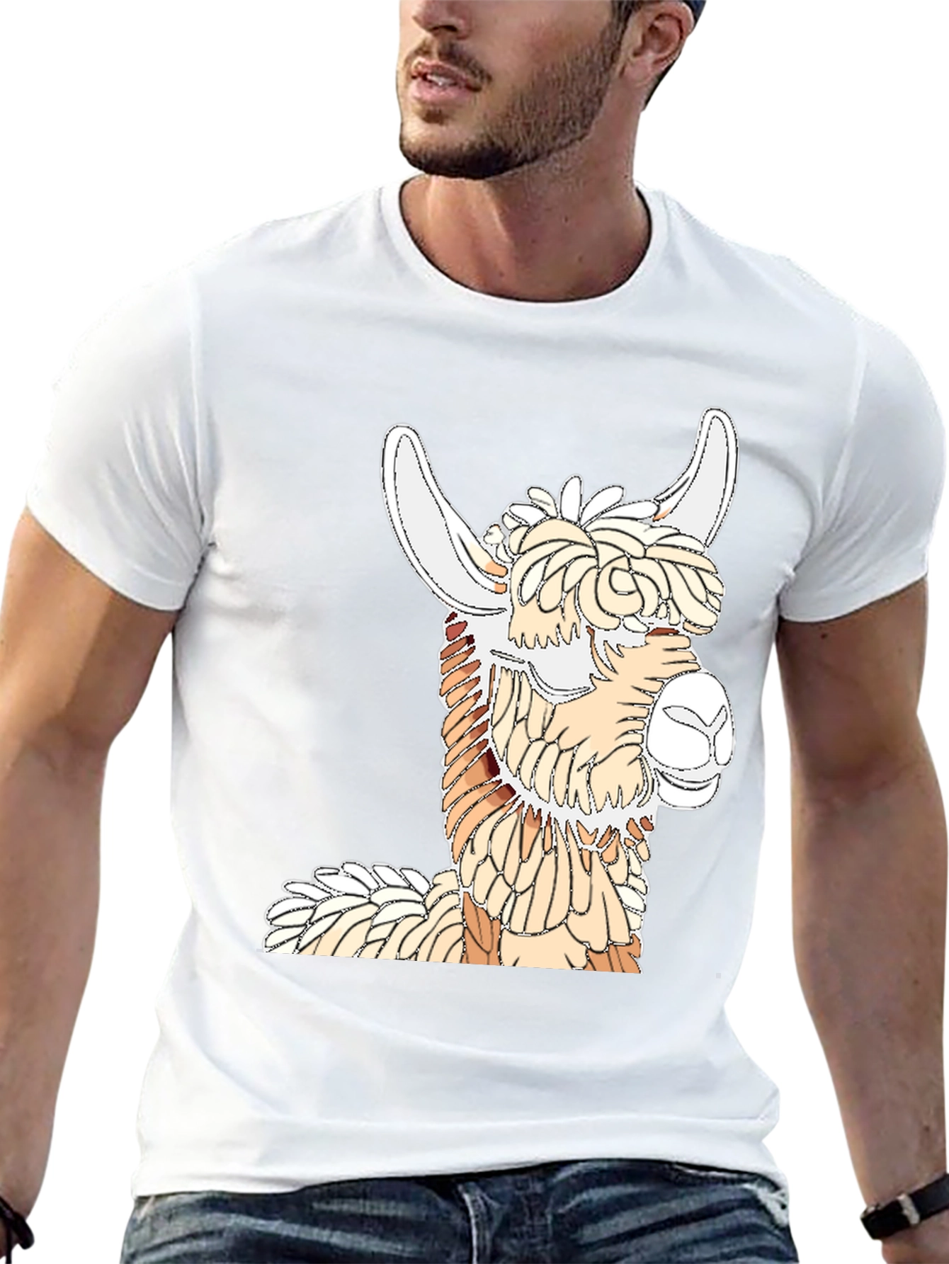 Llama Graphic Tee - Stylish Black Cotton T-Shirt