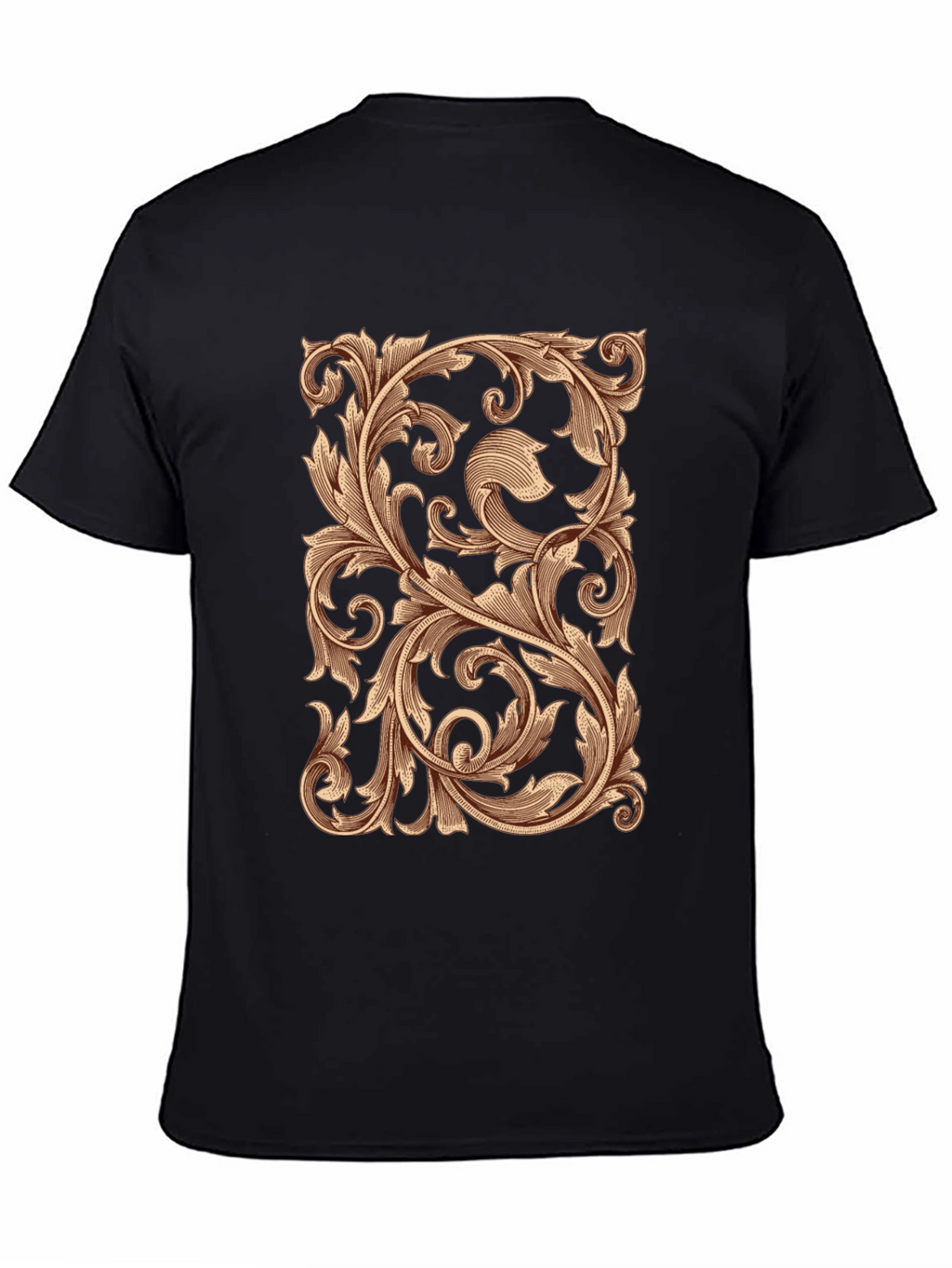 Ornate Scrollwork Graphic Tee - Black