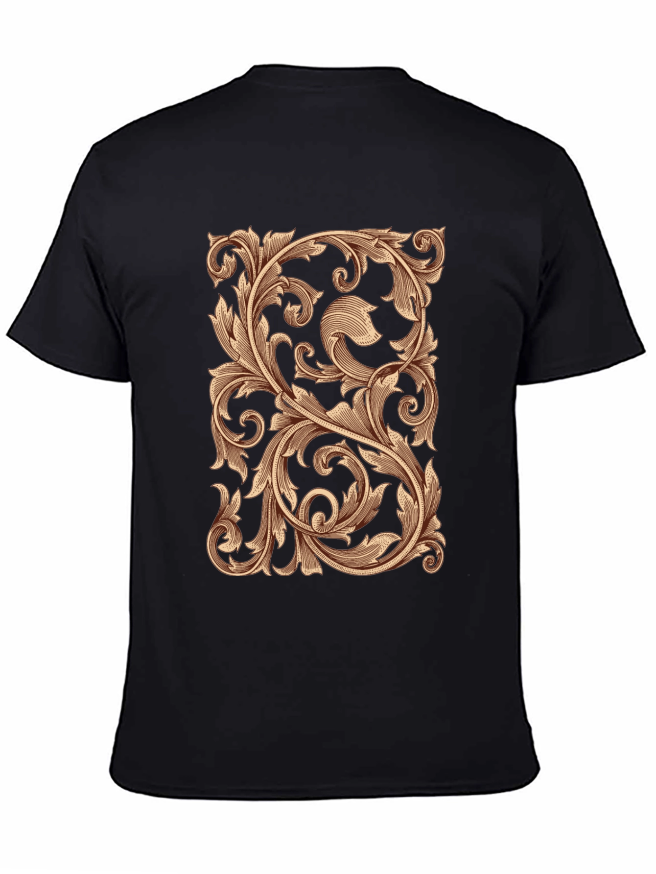 Ornate Scrollwork Graphic Tee - Black