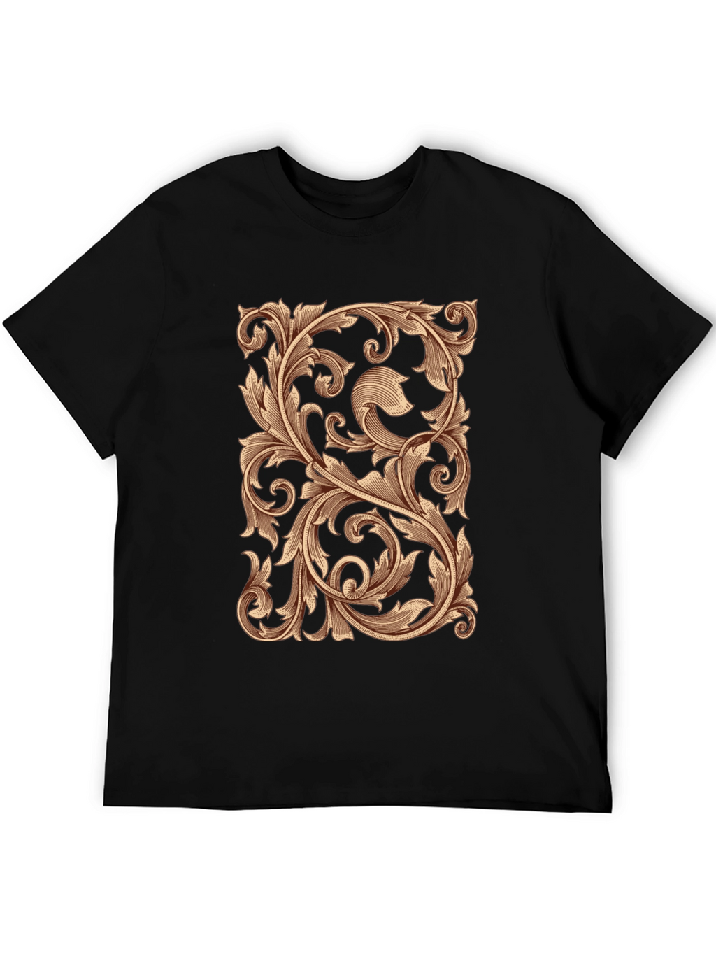 Ornate Scrollwork Graphic Tee - Black