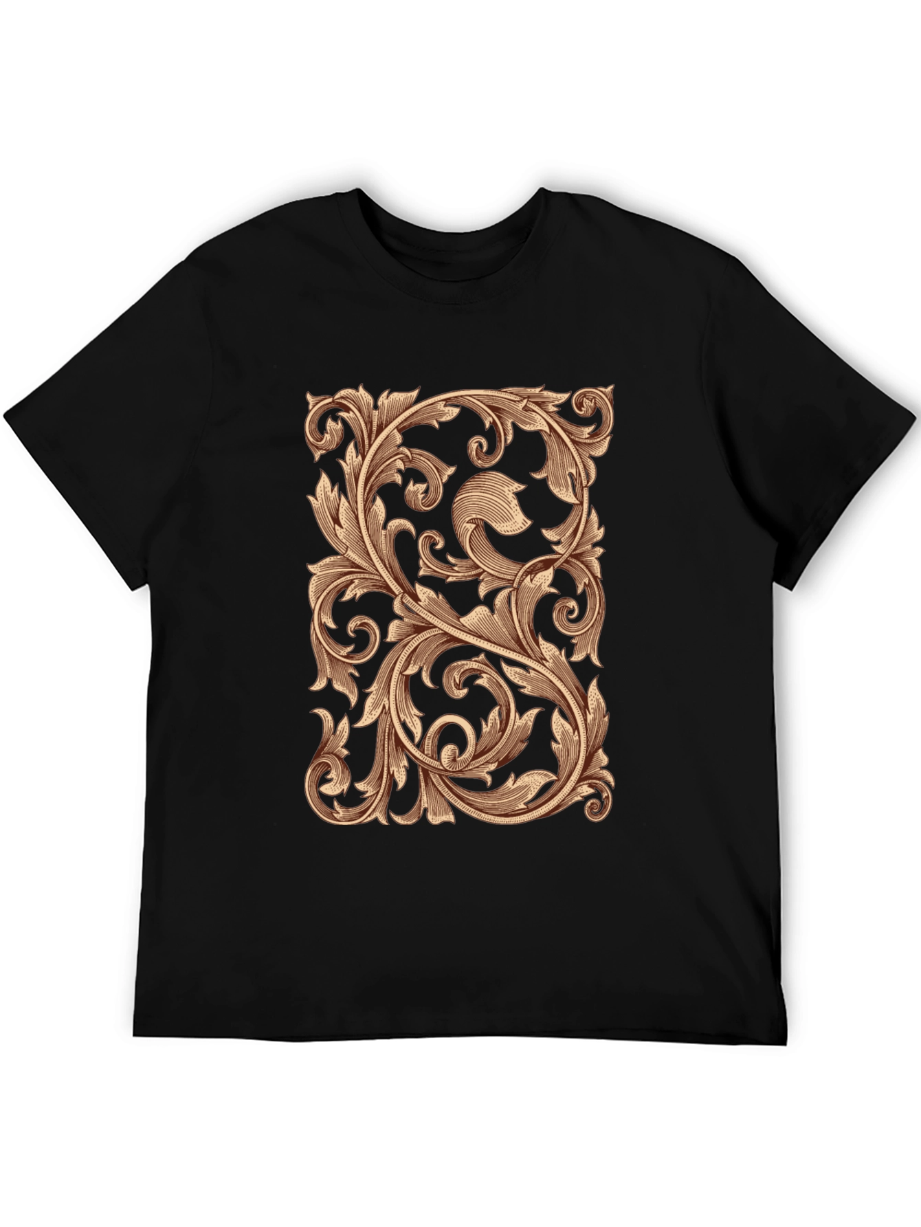 Ornate Scrollwork Graphic Tee - Black
