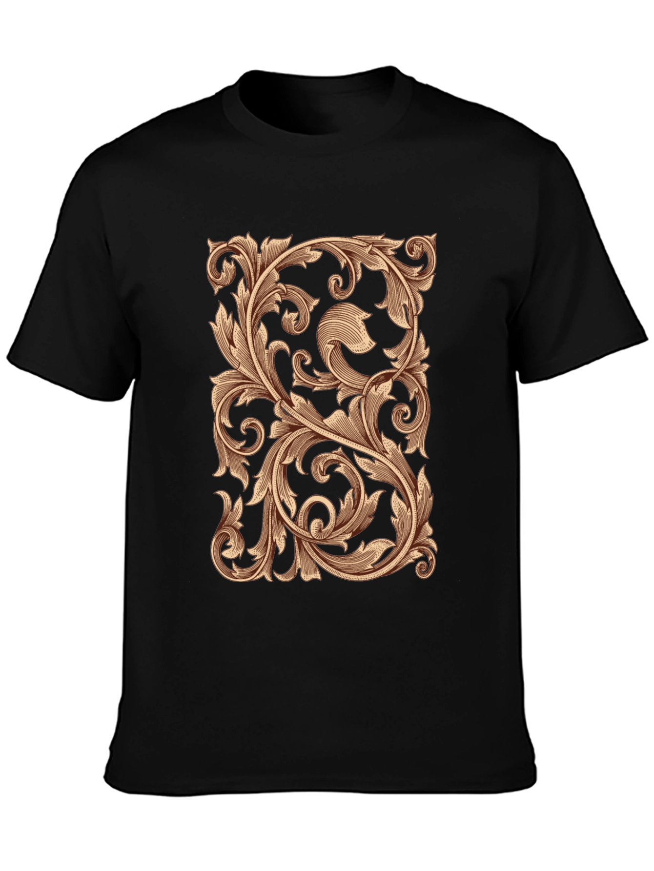 Ornate Scrollwork Graphic Tee - Black
