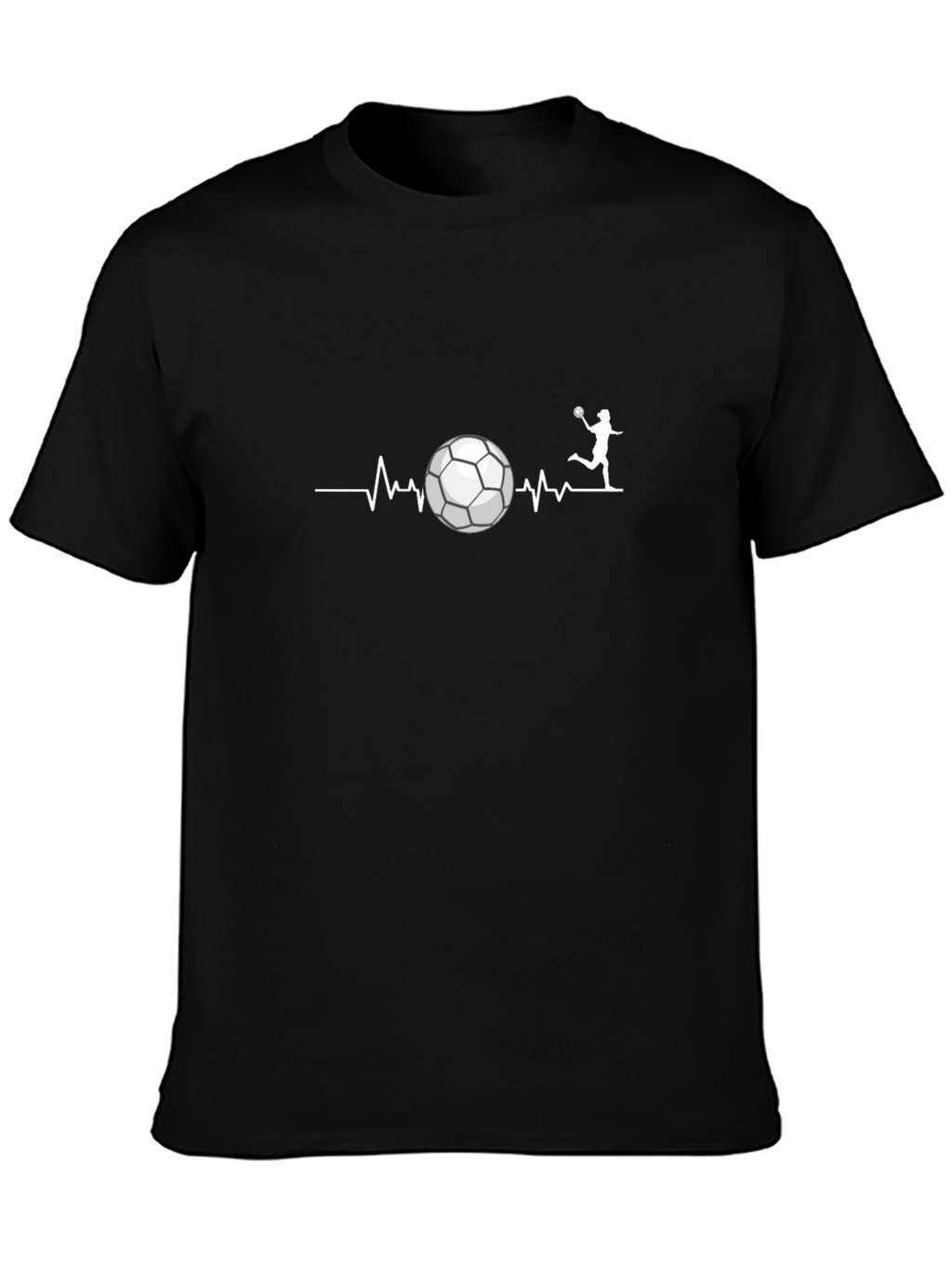 Heartbeat Soccer T-Shirt - Black Cotton Blend