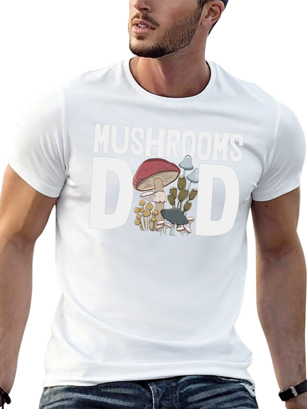 Mushrooms Dad Graphic T-Shirt - Fun Fungi Lover Tee