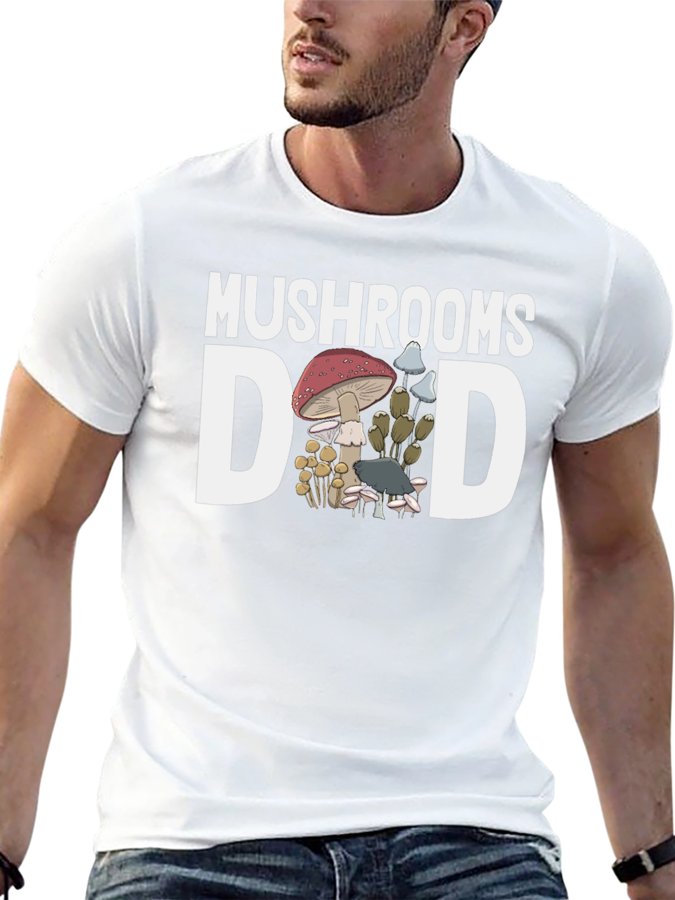 Mushrooms Dad Graphic T-Shirt - Fun Fungi Lover Tee