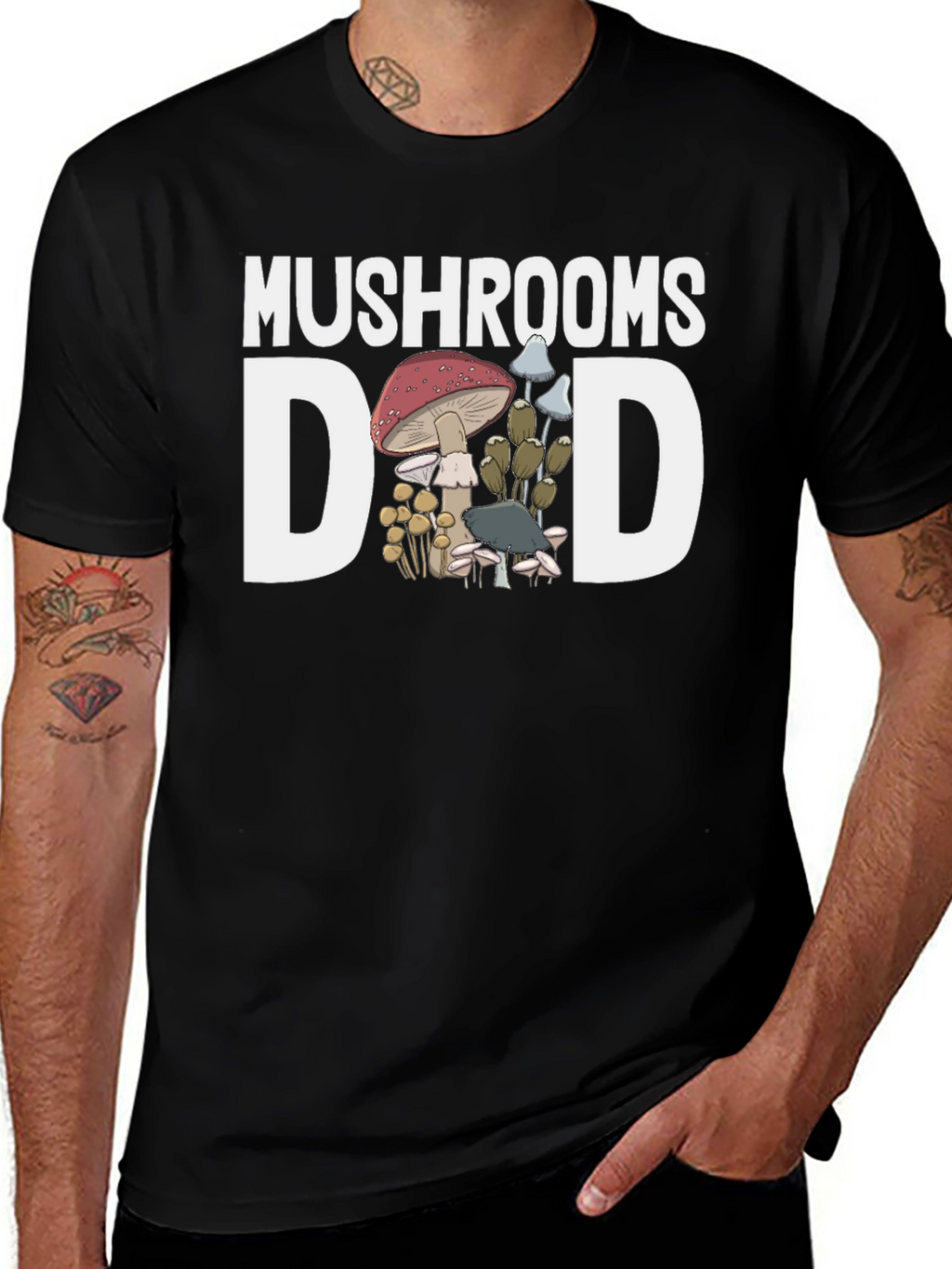 Mushrooms Dad Graphic T-Shirt - Fun Fungi Lover Tee