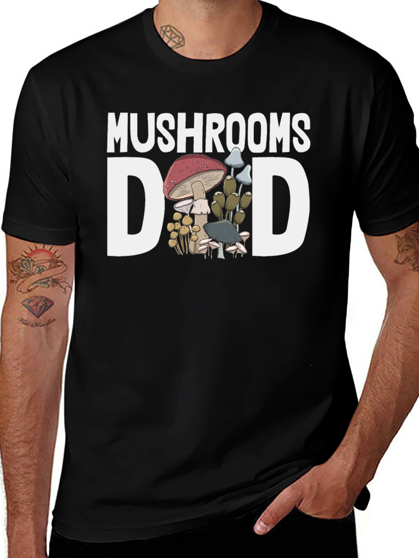 Mushrooms Dad Graphic T-Shirt - Fun Fungi Lover Tee
