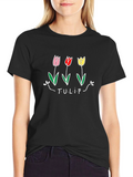 Tulip Graphic T-Shirt - Black Unisex Tee