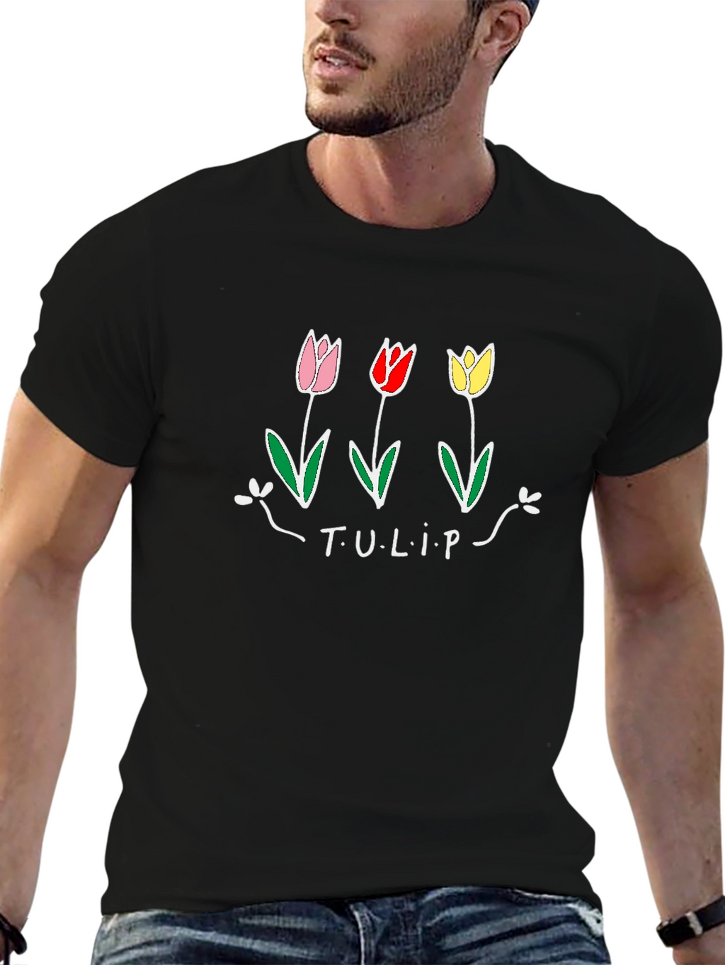 Tulip Graphic T-Shirt - Black Unisex Tee