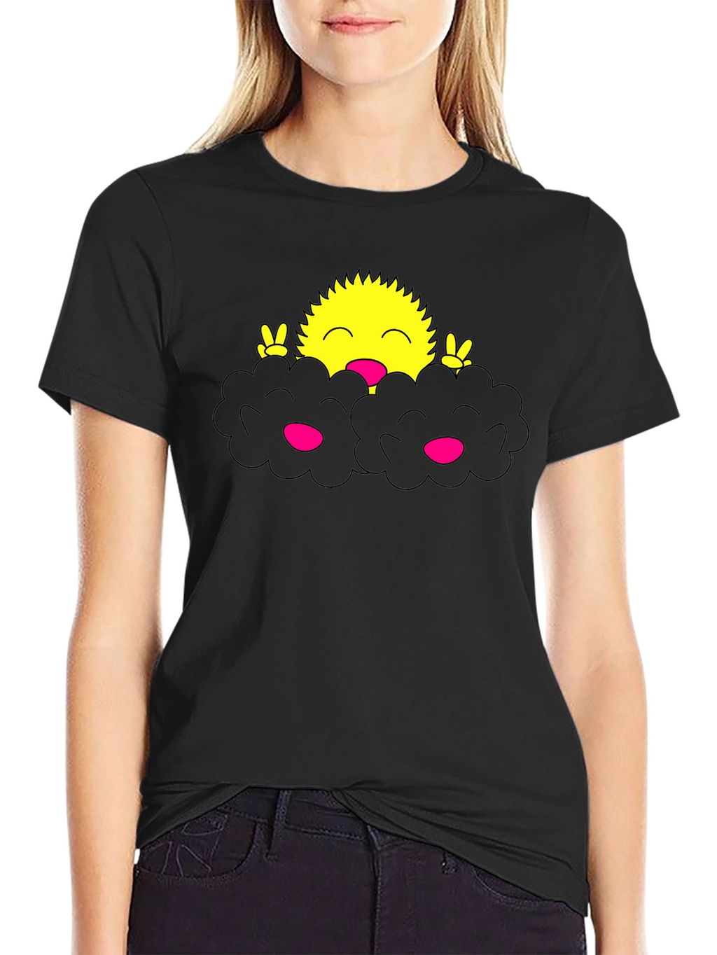Smiling Sun Peeking From Clouds T-Shirt