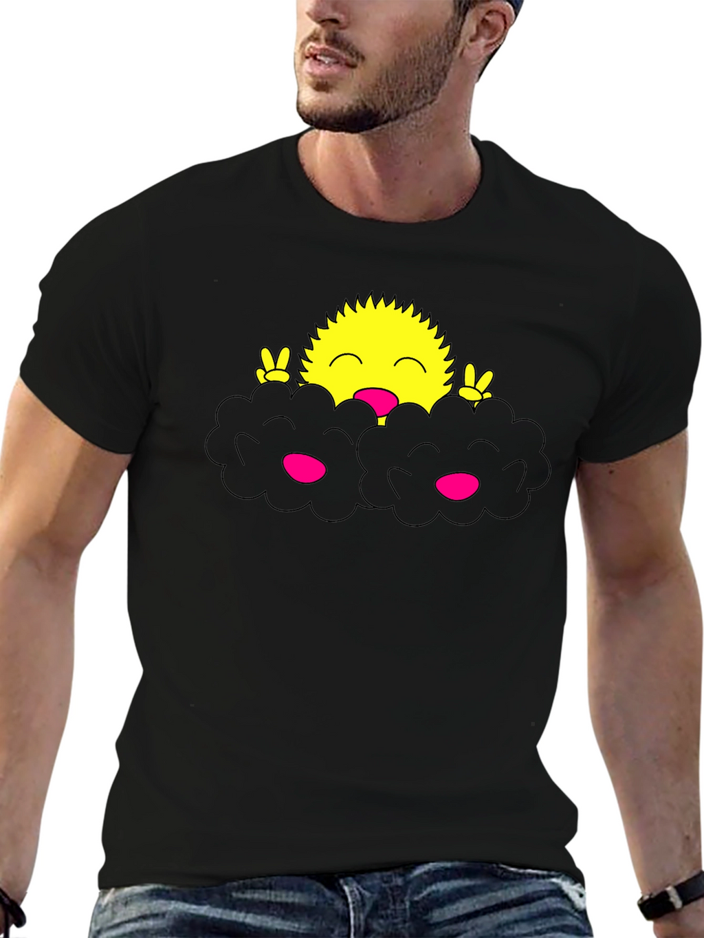 Smiling Sun Peeking From Clouds T-Shirt